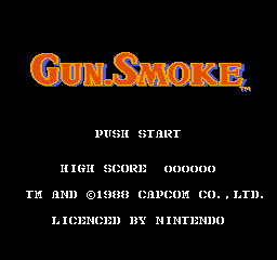 Gun.Smoke (Europe) Title Screen